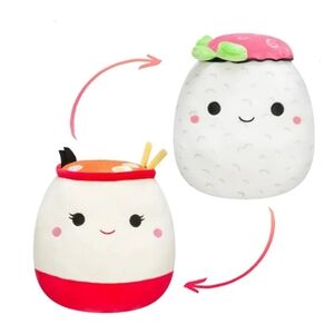 Squishmallows 8" 2-in-1 Flipamallows Raisy and Shun The Ramen & Sushi Roll Plush